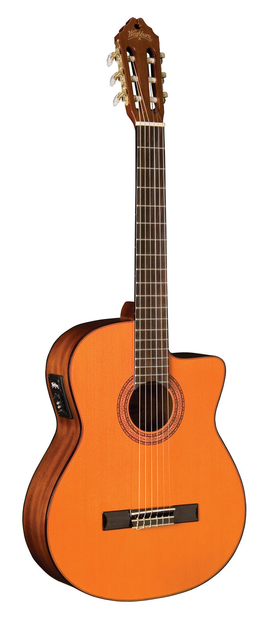 Washburn C5CE Classical Cutaway Acoustic Electric Guitar. Natural