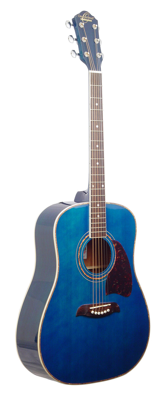 Oscar Schmidt Dreadnought Acoustic Guitar. Trans Blue  OG2TBL-A