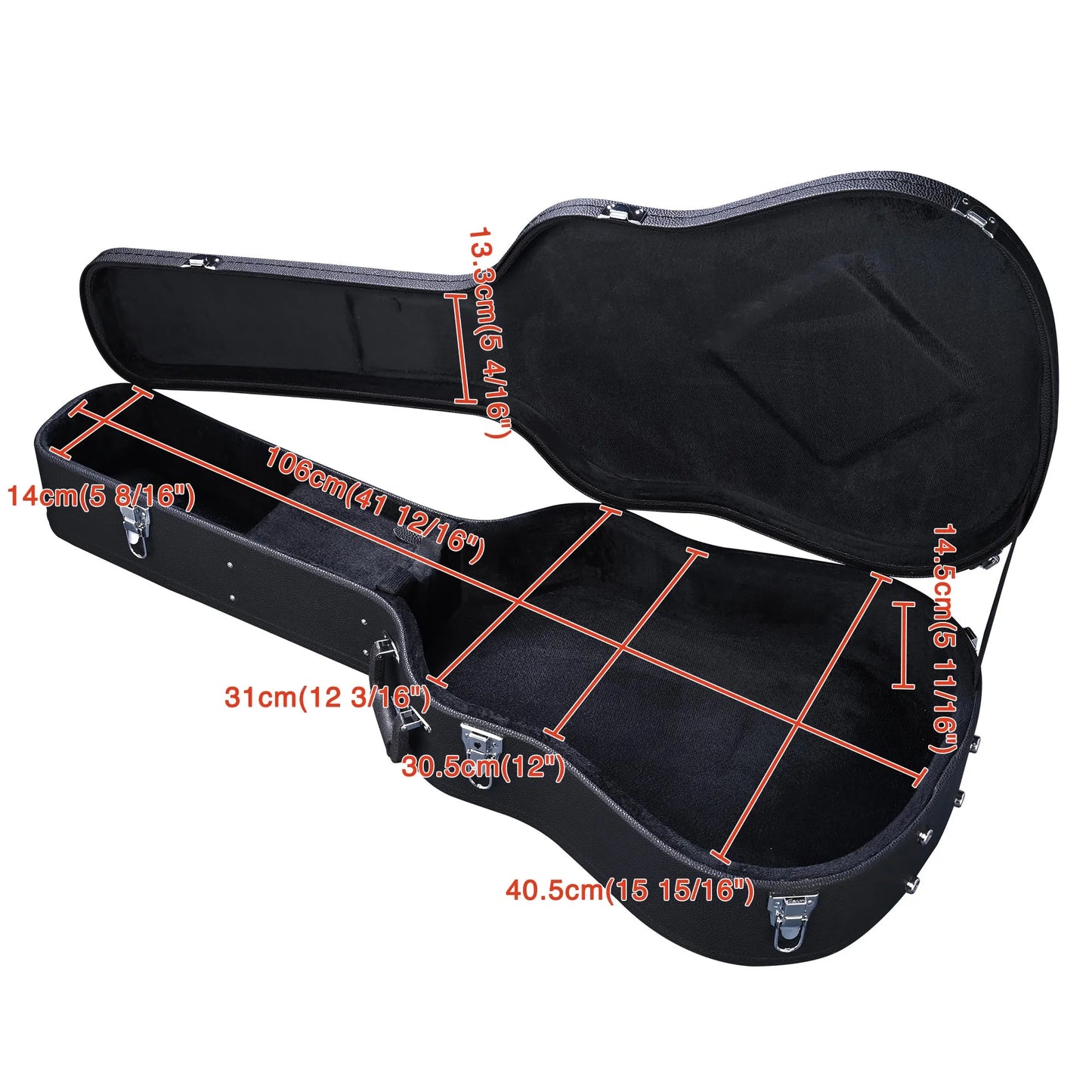 Yescom Acoustic Guitar Hard Case Wooden Hard Shell Carrying Case with Lock Latch Key