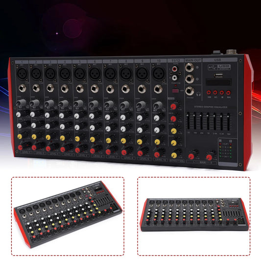 Portable 12 Channel Bluetooth Mixing Console Nice for Live Gig  or Recording Mixer with USB