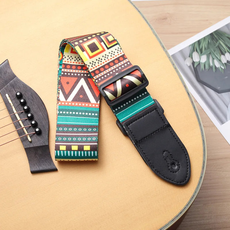 Guitar Strap Multi-Color Guitar Belts Adjustable Colorful Printing Nylon