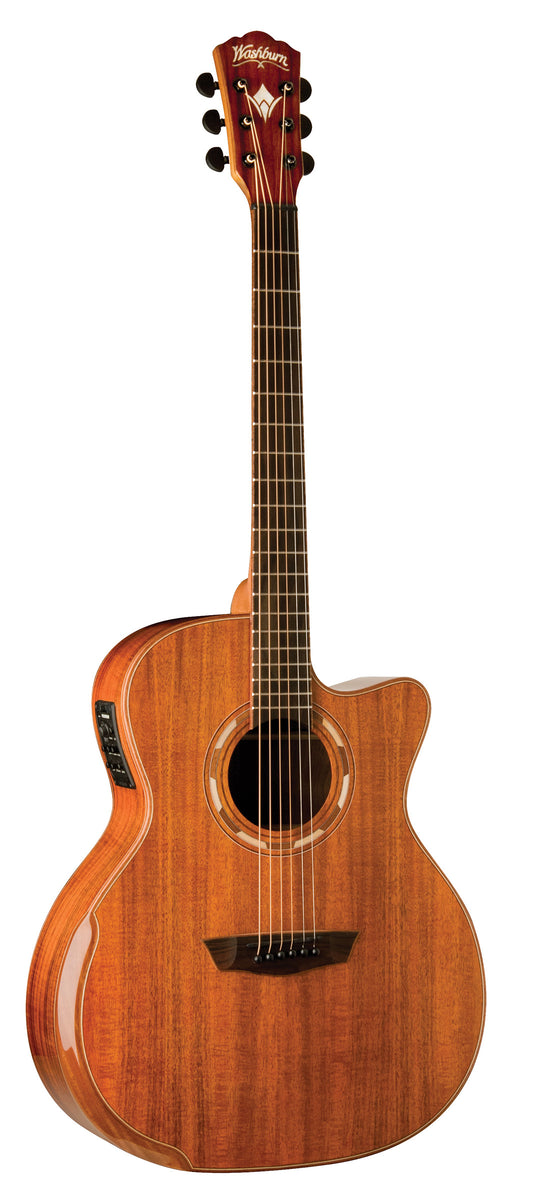 Washburn G55CE Comfort Deluxe 55 Series Grand Auditorium Cutaway Acoustic Electric Guitar. Koa